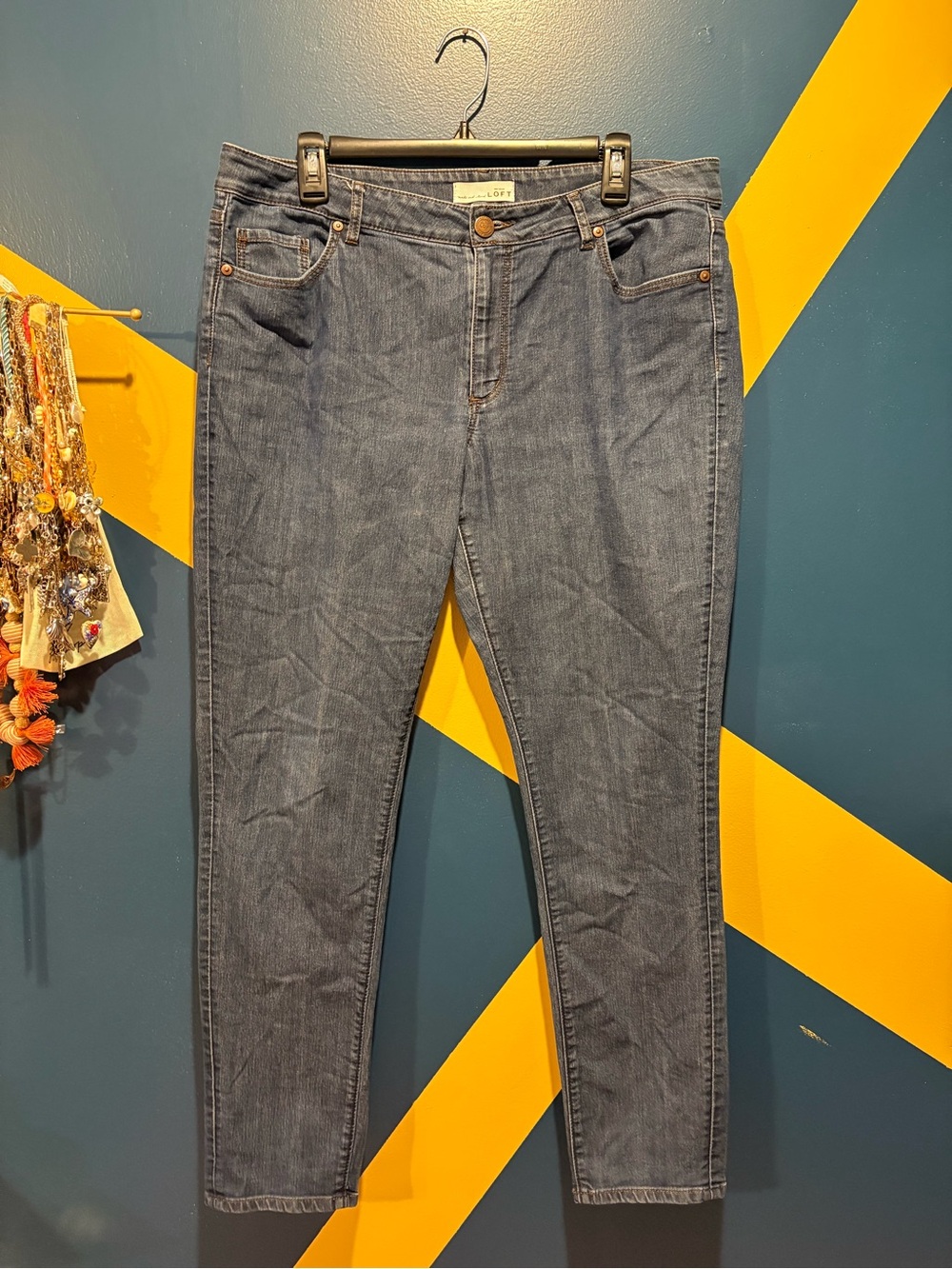 Loft Dark Wash High Rise Skinny Jeans EUC